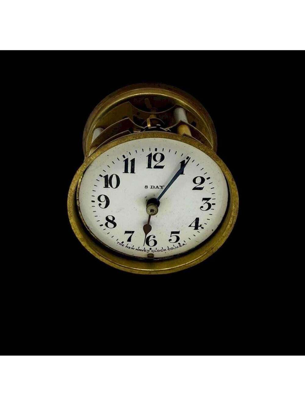 Antique New Haven Clock Co. 8-Day Brass Mechanical Movement & Dial, c. 1880–1900